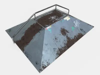 Rail Ractangle Skate Ramp PBR LOW POLY Low-poly 3D model