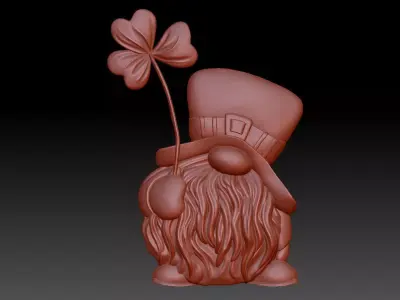 Gnome and clover 3D print model