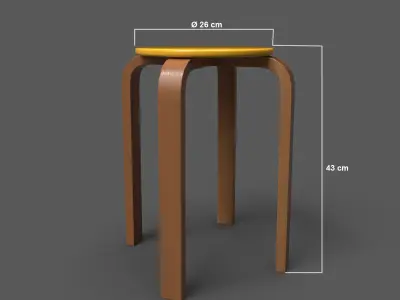 QuadStool 43cm Low-poly 3D model