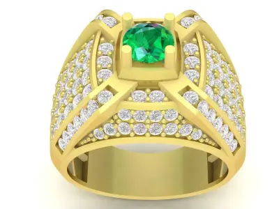 Luxury Mens Gemstone Ring with Pave Diamonds  3395 3D print model