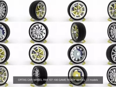 ORTAS CAR WHEEL RIM 107-108 GAME READY WHEEL 3D Model Pack