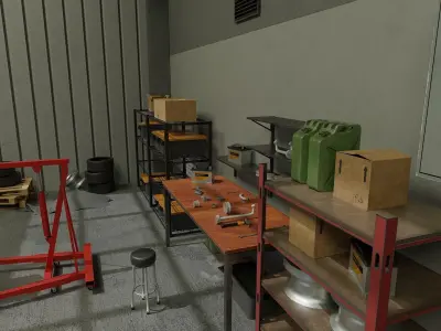 Auto Service Garage Assets Pack  Low-poly 3D model