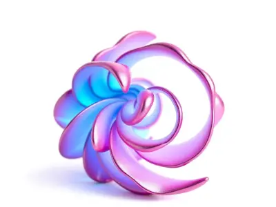 Iridescent Spiral Blossom model pack Low-poly 3D model