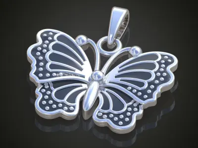Butterfly Pendant model 3D 0189 printable model 3D print model