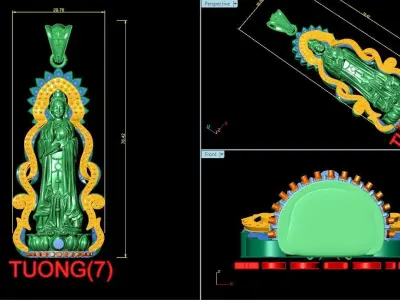 Bodhisattva Quan Yin pendant 3D 3D print model