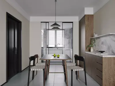 Modern living room dining room interior scenes 168 3D model