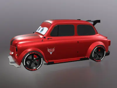 Zaporozhets 965  styled after the cartoon Cars Low-poly 3D model