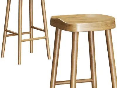 Zara Home The Ash Wood Stool 3D model