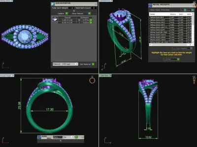 Diamond Jewelry Ring Sapphire blue Cut 3D print model