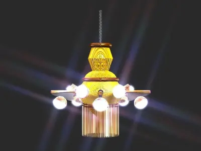 Classic golden pot Chandelier  Low-poly 3D model