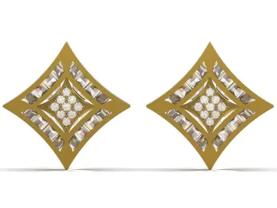 Diamond Stud Earrings with Nested Lozenge model je0152 3D print model