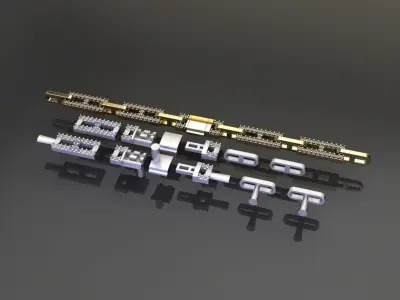 Dainty Hermes Link Style Diamond Bracelet Necklace 3D print model