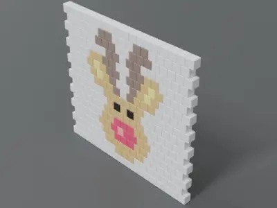 Low Poly Cartoon Rudolph Brick Wall Low-poly 3D model