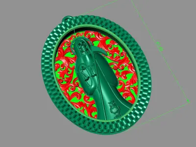  santa muerte holy death small size pendant 3D STL 3DM skull 3D print model
