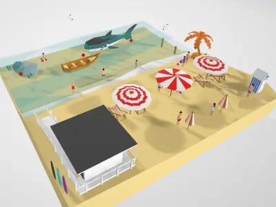 Holiday beach Free 3D model