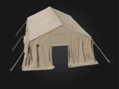 Canvas Shelter  Lightweight Cover for Field Camps and Survival  3D model
