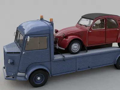 CITROEN HY TRUCK 1950 and CITROEN 2CV 1957 3D model