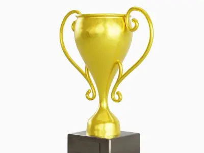 Gold Trophy Cup 01 Low-poly 3D model