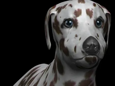 Brown Dalmatian Dog Low-poly 3D model