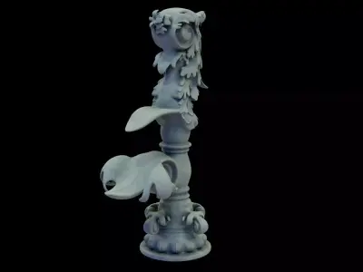 Hard Baroque Handrail Free low-poly 3D model