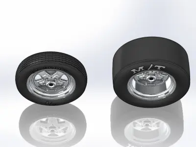 Set of wheels Summit Fast-Five for scale model dragster 3D print model