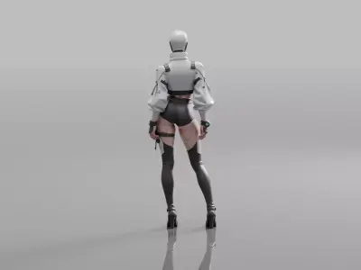  Female Cyberpunk Character Faceless Free low-poly 3D model