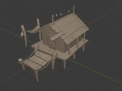 Hut on the shore 3D model