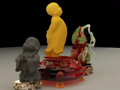 Chinese monk kids 3D model