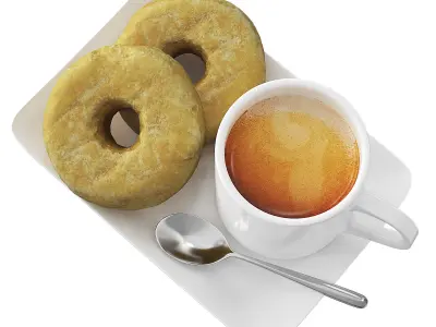 Donuts With Coffee Cup 3D model