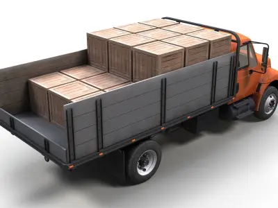 International Durastar flatbed truck Low-poly 3D model