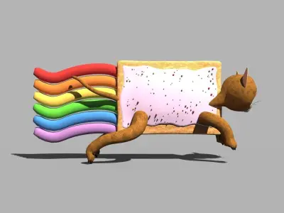 Nyan Cat Pop Tart Cat Low-poly 3D model