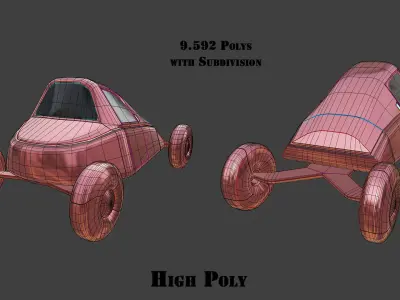 Simple Vintage Cartoon Car many PBR Options Textures Low-poly 3D model