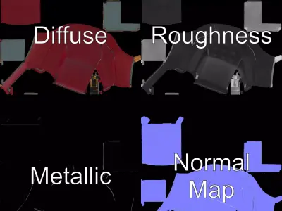 Elegant Burgundy Armchair model pack Low-poly 3D model