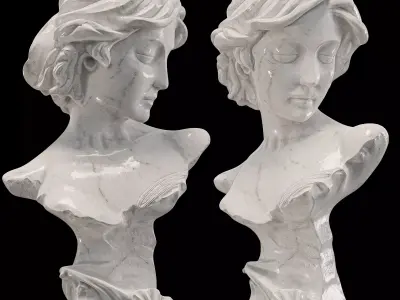 Exquisite Neoclassical Woman Marble Bust 3D model