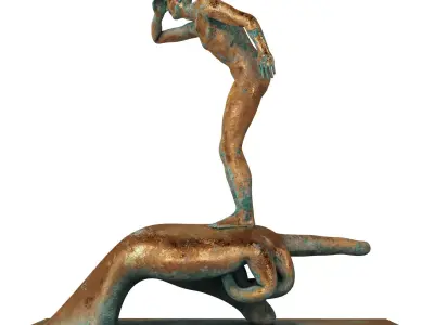 Decorative Sculpture with 3 PBR metal materials 3D model