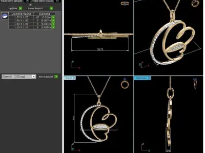 Women Pendant 3DM STL OBJ FBX Render Details 3D print model