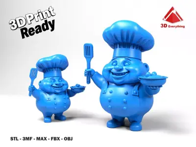 Cartoon chef doll 3D print model