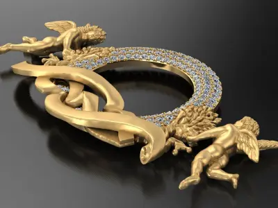 Pendant with Angels 3D print model