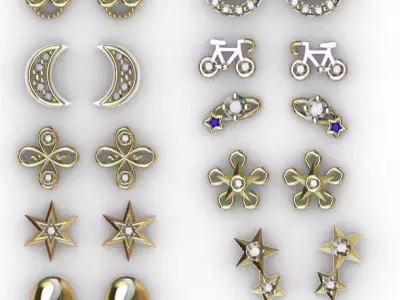 Aretes -Topitos para dama paquete de 10 -v 3D print model