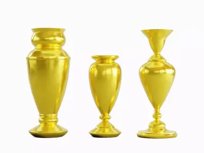 Antique Golden Vases 02 Low-poly 3D model