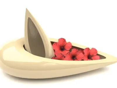 Decorative vase with hibiscus flowers 3D model