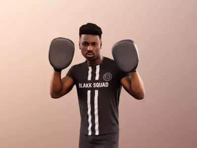 Kendal 12076 - Black Man Boxing 3D model