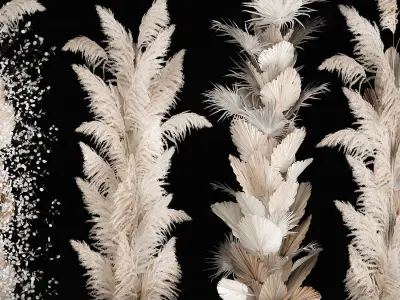 Art Installation Of Dry Branches Dried Flowers 3D model