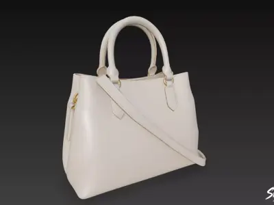 Cream Minimal Tote Bag Low-poly 3D model