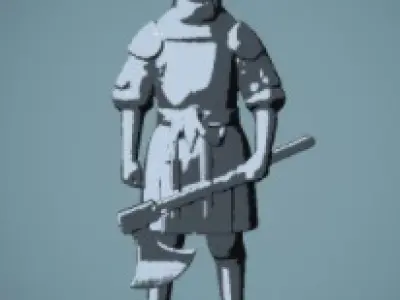 3D Model of Medieval Warrior With an Axe 3D model