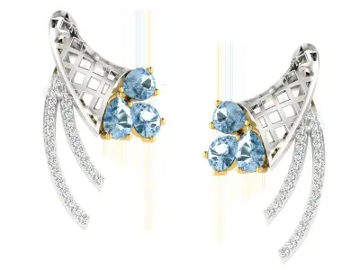 Women Flower Drop Pear Diamond Earring  3D print model purchase