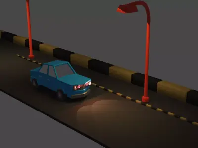 Low poly car street Low-poly 3D model