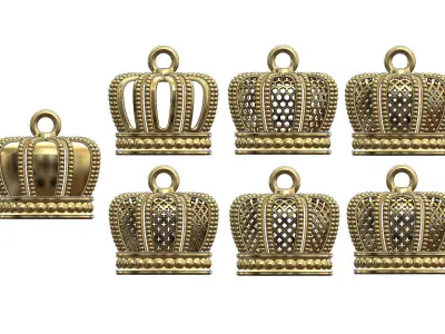 Crown shaped pendants and charms 3D print model