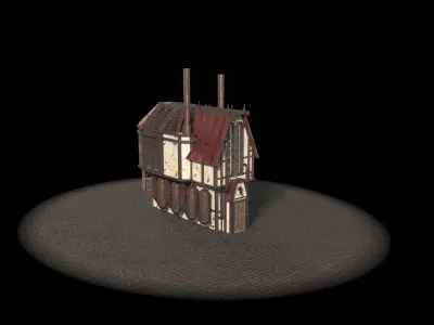 Steampunk Little Green house 3 types Free low-poly 3D model