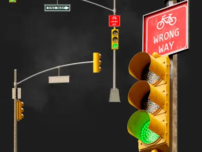 Traffic Light set01 Low-poly 3D model